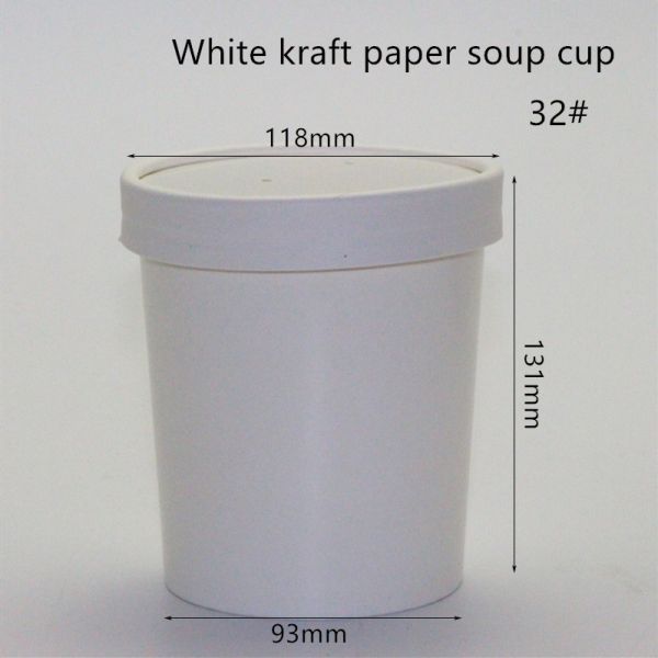 12oz 16oz 320gsm White Kraft Paper Eco Takeaway Containers