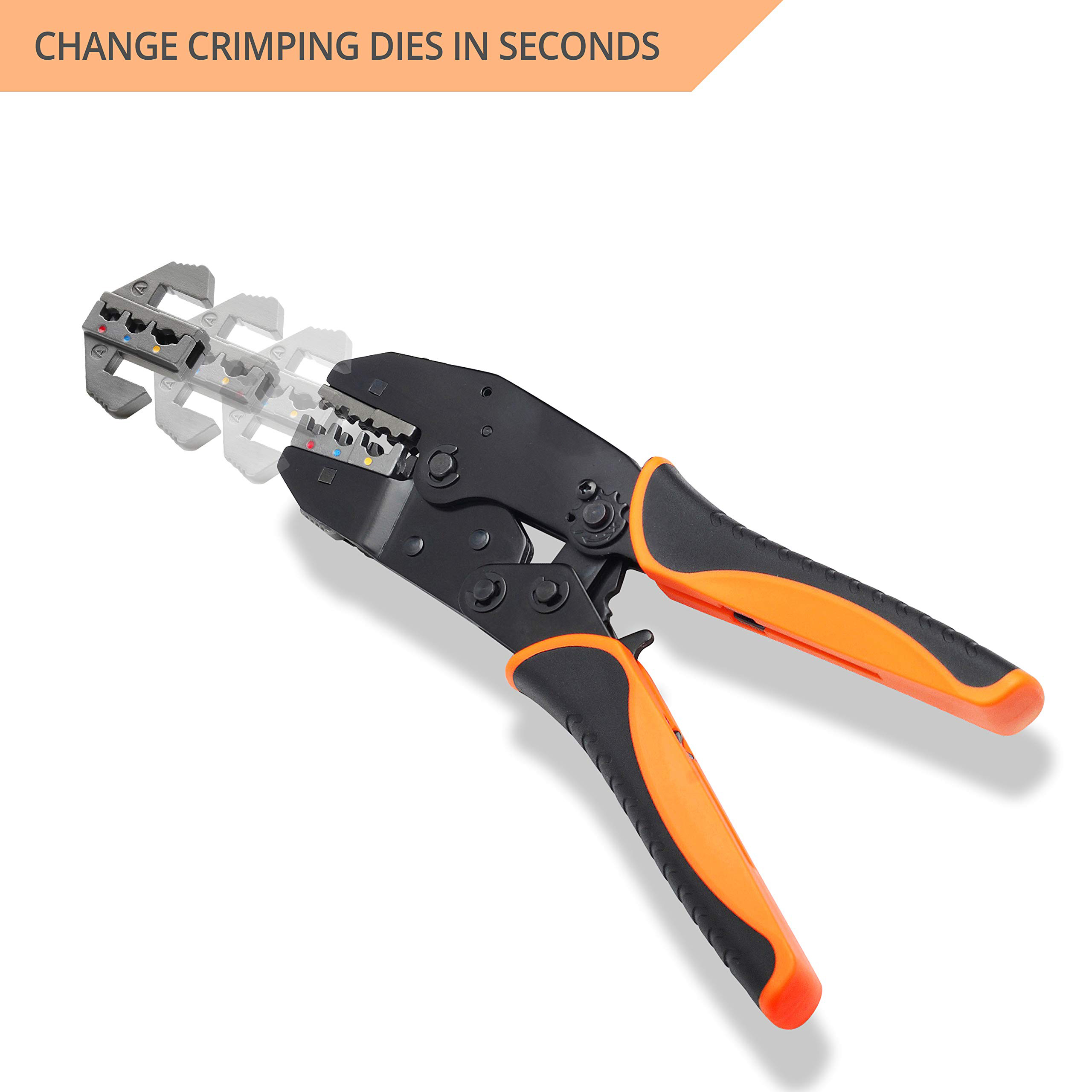 Nylon Heat Shrink Crimping Tool Set , Non Insulated Ratcheting Ferrule Crimper