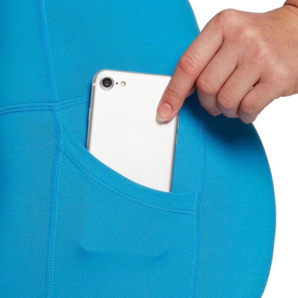 High Waist Blue Short Tight Leggings Sports Pants Fitness Yoga Women Shorts with pocket