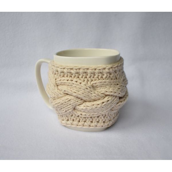 Y-Z Comfy Grey Mug Cozy Drinkware Tea Cup Knit Cable Warmer Removable Birthday Gift Mug Sweater