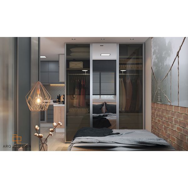 DTC Hardware 2500mm Bedroom Wardrobe Closets Sliding Mirror Wardrobe With Drawers