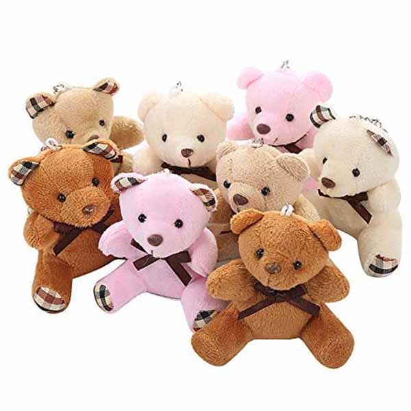 8cm Plush Teddy Bear Handcraft With Metal Keyring BSCI certificate
