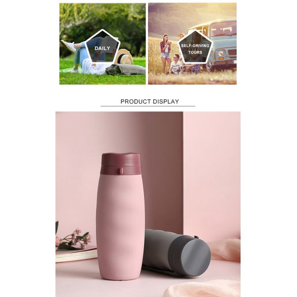 135g 600ml Silicone Roll Up Water Bottle For Unisex