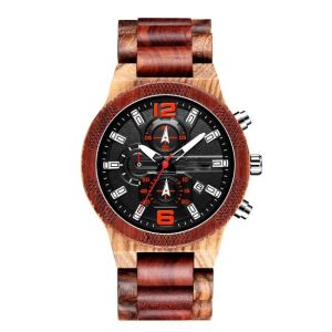 23cm Automatic Wood Watch Chronograph Luminous Waterproof Wood