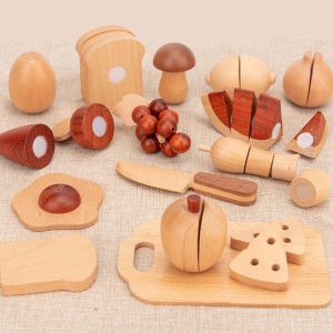 Children'S Log Wooden Kitchen Toy Set Simulation Mini Educational