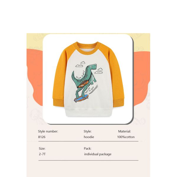 Custom thick children's 100% cotton pullover cartoon shirt toddler long-sleeved sweatshirt toddler boy clothing