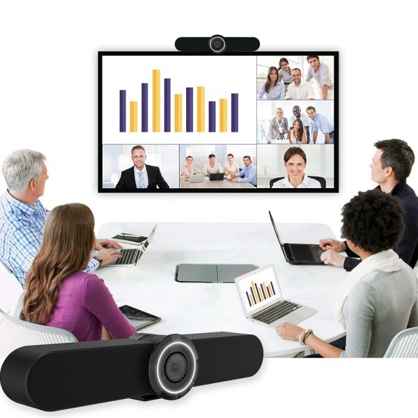 all in one video conference system build in miarophone array and speskerphone,4K ePTZ camera for home office and business