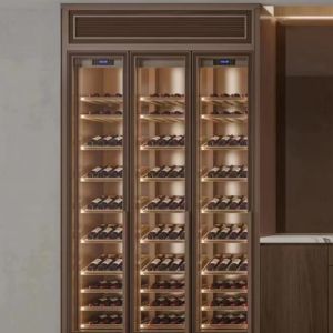 Modern Living Room Metal Wine Cabinet Stainless Steel With Glass