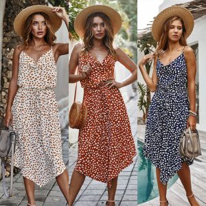 China Adults Bohemian Ladies Maxi Dress Camisole Casual Skirt on sale