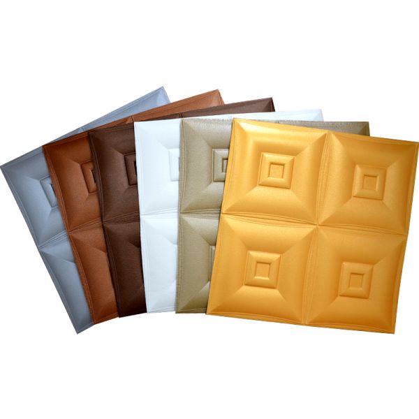 Soft Packages Design 3D Foam Wallpaper Gold Wall Paper DIY Self-Adhesive Wall Stickers Wall Panels 10mm Thickness