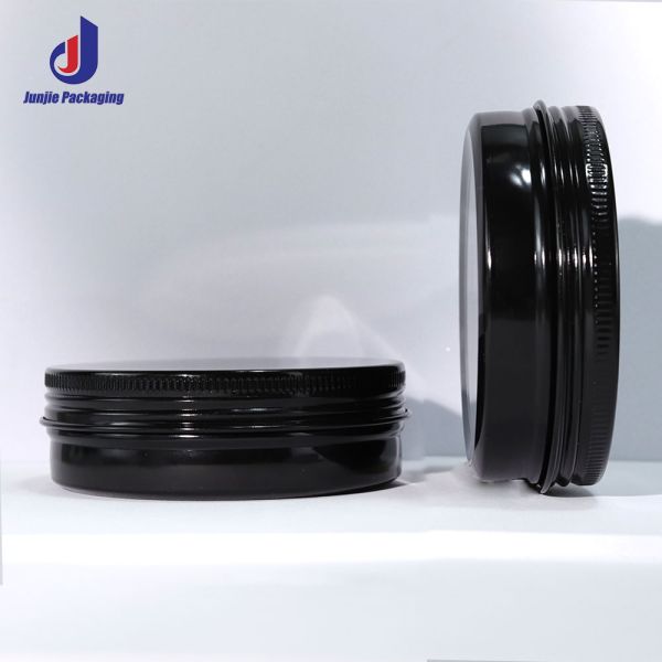 100ml 100g Round Flat Shape Black Color Professional Aluminum Container for Cosmetic Packaging