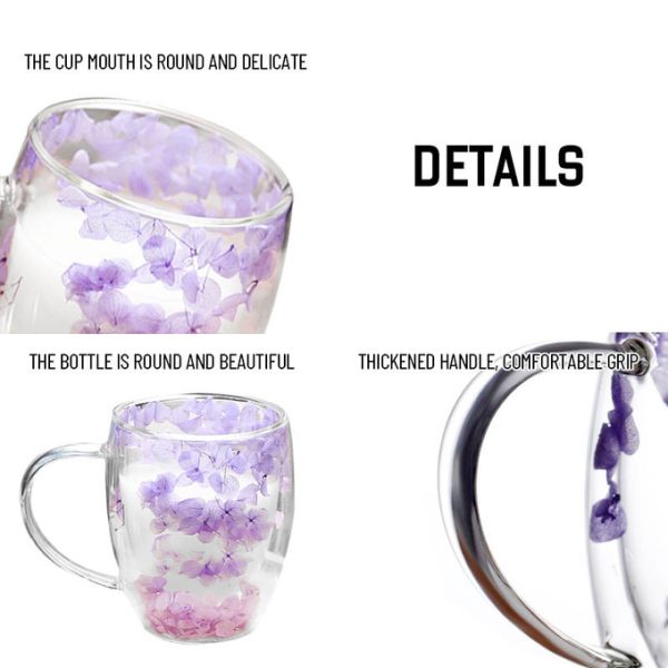 Bulk 350ml Flower Coffee Mugs & Glass Cups | Wholesale Custom Logo Heatproof BPA-Free Business Gifts