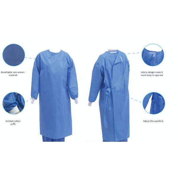 Personal Protective Equipment 40g Non Woven Isolation Gown