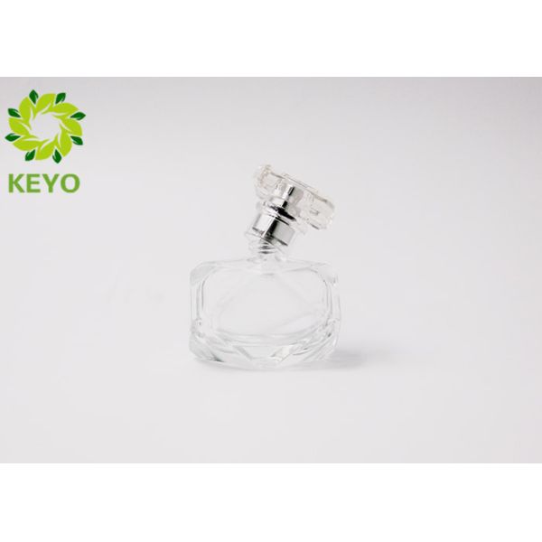 Hexagon Shape Glass Perfume Bottles 30ml With Silver Aluminum Sprayer