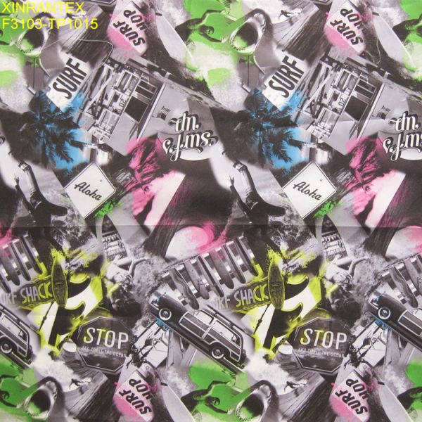 F3103 micro fibre peach skin printing fabric for beach short pant