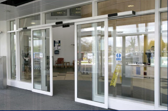 Anti-crash Short Roller Commercial Automatic Sliding Door Thin Cover Silver Frame