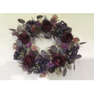China 55cm French Hydrangea Eucalyptus Rose Artificial Autumn Wreath on sale