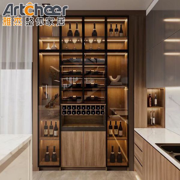 Modern Style Customized Color Cabinet Pantry with Quartz Counter Top and Storage