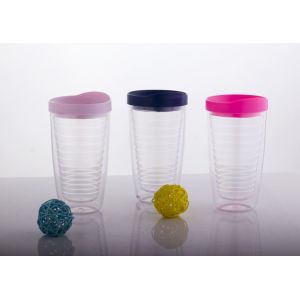 Quality BPA Free Double Wall Clear tumbler with Straw and Lid for sale