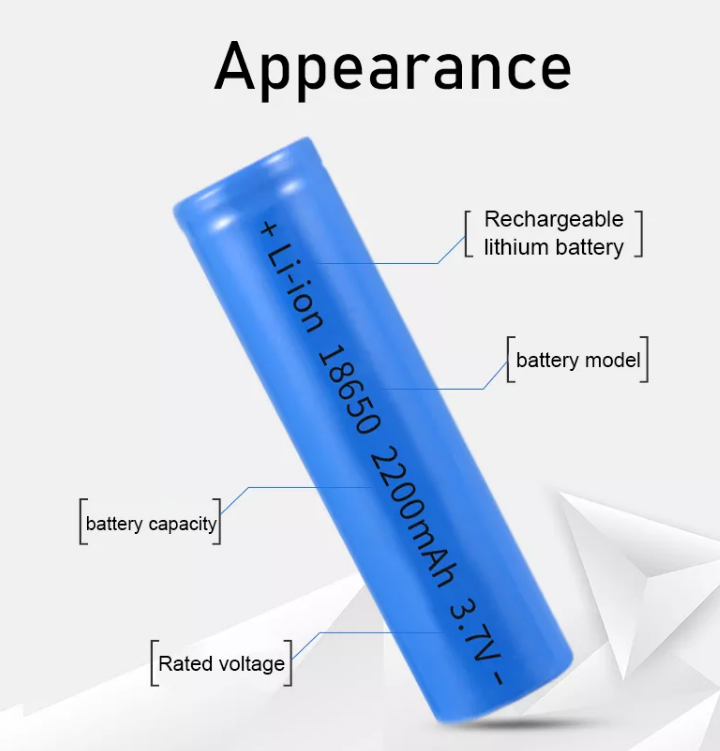 Cylindrical 3.7V 18650 Li Lon LFP Battery Cells 2200mAh 1c 5c 10c Discharge For Tesla