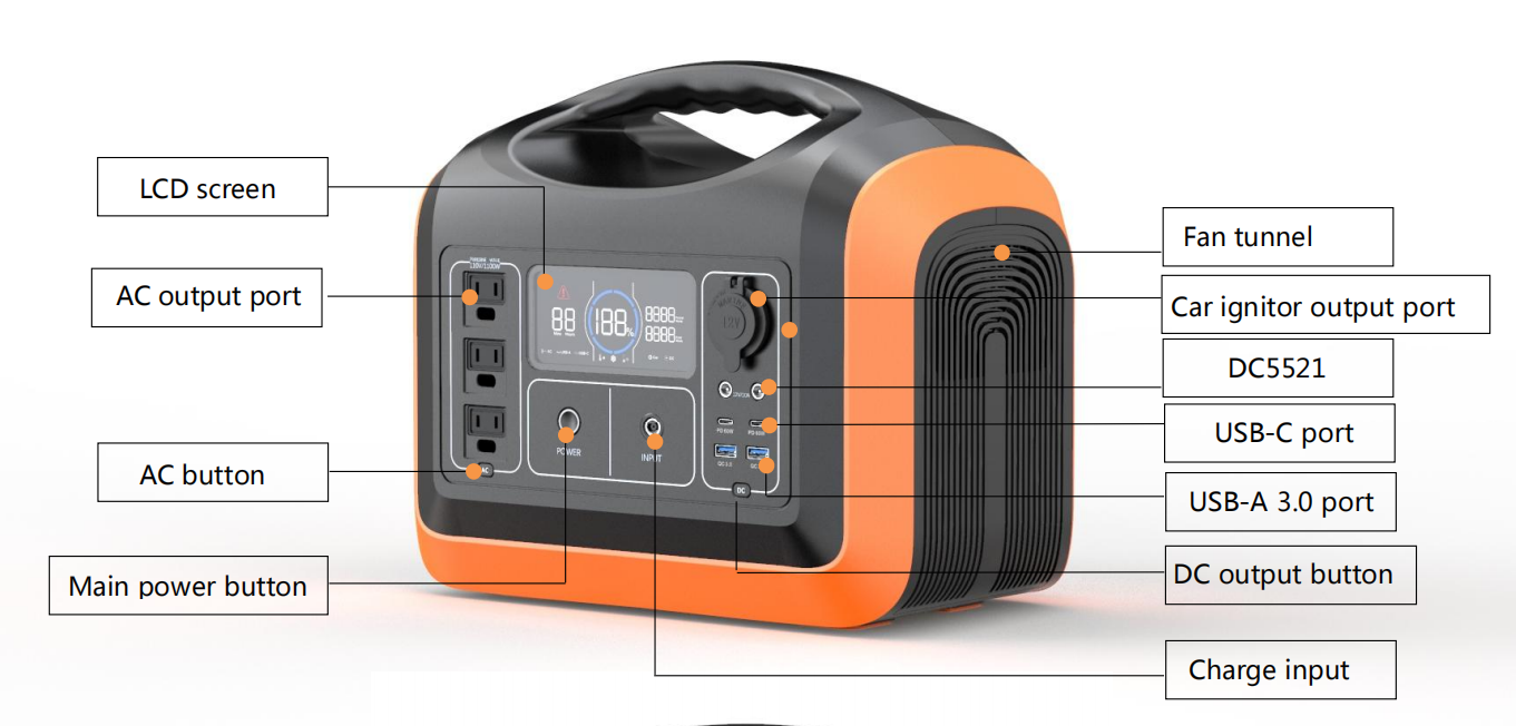 1000WH Lithium Battery Generator Portable Solar Power Bank With Solar Panel