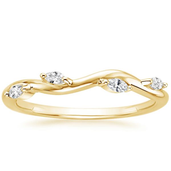 Winding Willow 14K Yellow Gold Jewelry Ring With 2×4mm 0.40ct Diamond