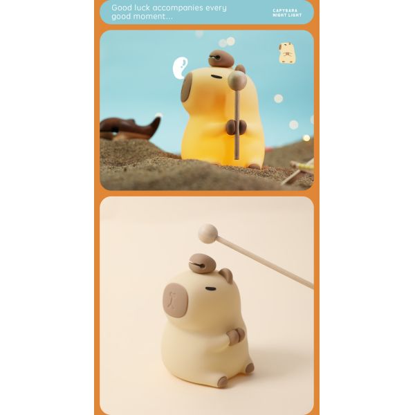 Funny Cartoon Capybara Night Light Tap Control 1200mAh Rechargeable Sleeping Night Light With 7 Changeable Color