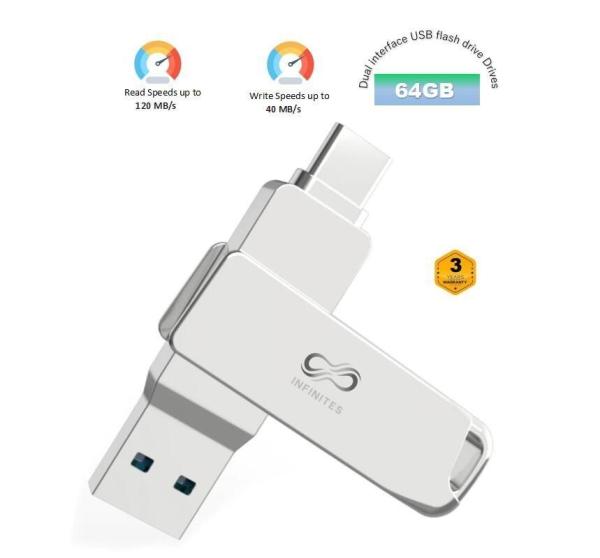 Infinites Dual Interface USB Drive USB C+USB3.2 Equipped with USB C/Type-C