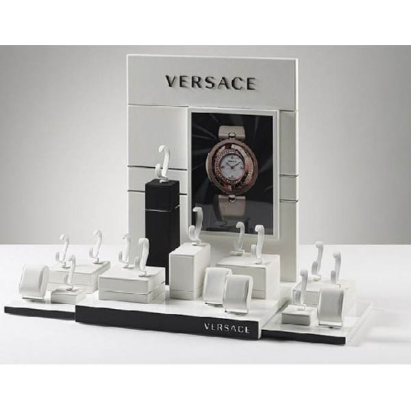 Various Wrist Watch Display Stand Glossy White Wooden Display 650*380*400 mm