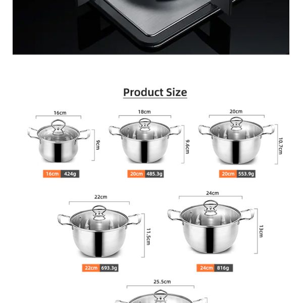 New Product Stainless Steel Cookware Cooking Pot Stock Pot Cookware Soup Pots