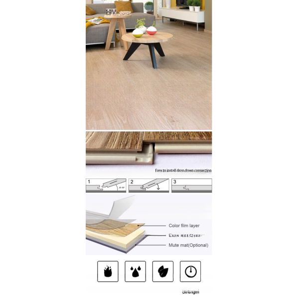 Anti-Slip PVC LVT Self-Adhesive Vinyl Flooring Plank ISO9001/CE Certified 2-7mm Thickness