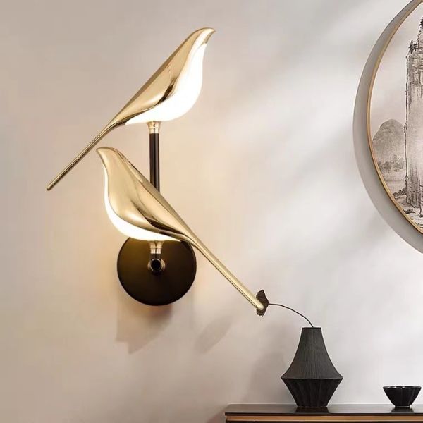 Sea Shipping Gold Round Bird Mounted LED Chandelier