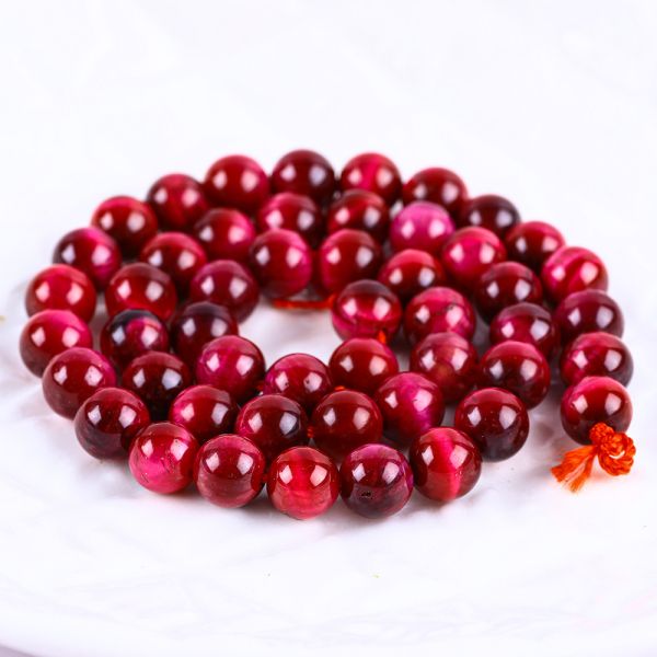 8mm Rose Red Tiger Eye Gemstone Healing Pink Crystal Stone Beads For Jewelry Making