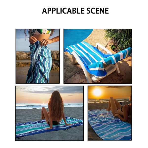 Color Stripe Microfiber Quick Drying Beach Towel Custom Logo