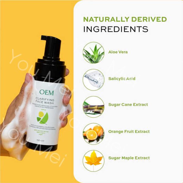 Organic Skincare Facial Cleanser Saliac Foaming Wash Mousse for Blemish Clearing