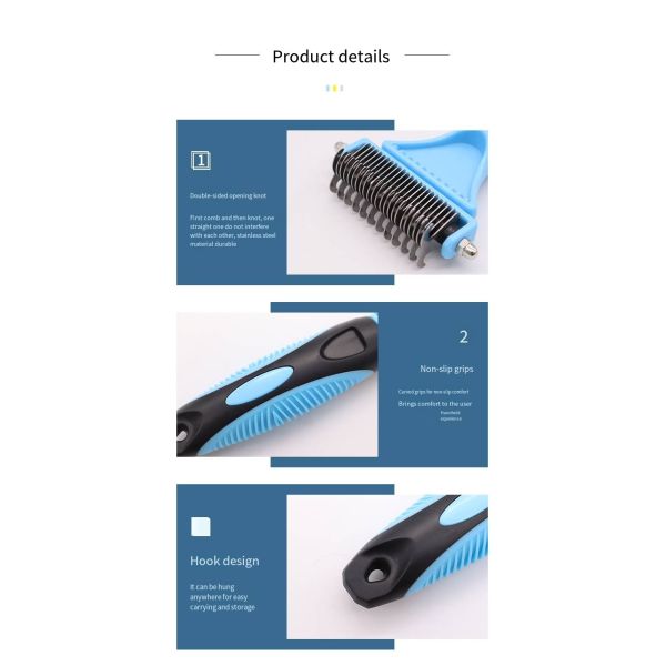 Pet Double-sided Stainless Steel Knot Brush For Dogs And Cats Skin-friendly Hair Remover Comb