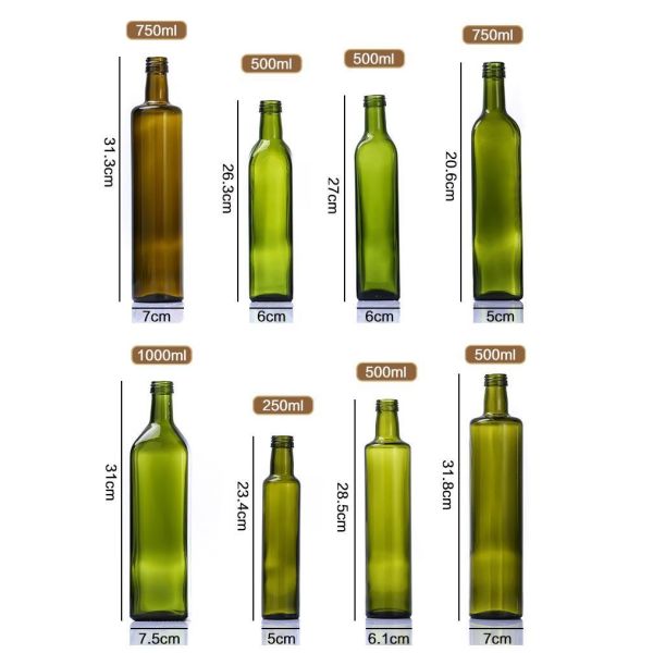 1000ml 750ml 500ml Marasca Glass Oil Bottle Food Grade In Bulk