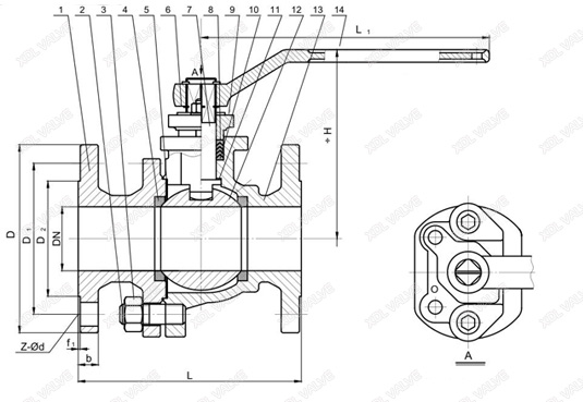 2 Way Stainless Steel Ball Valve Full Bore CF8M DN65 Flange Connection With ISO5211 Pad
