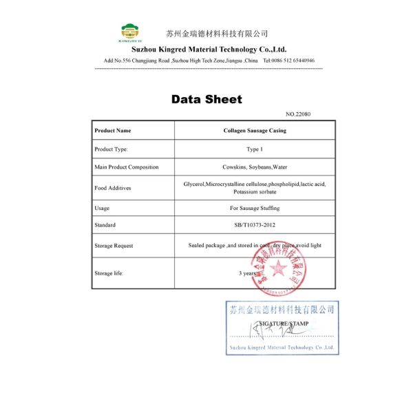 FDA Approved Natural Color Collagen Sausage Casings For Sausages Making