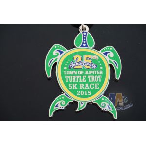 Sea Turtle Design Custom Imitation Hard Enamel with Sublimated Ribbon