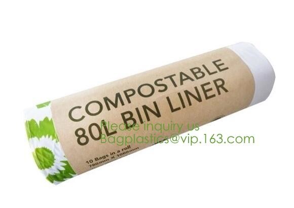 64 Gallon compostable trash bag biodegradable garbage bag, 0.9 Mil, 47"W x 60"H,cornstarch made 100% eco friendly direct