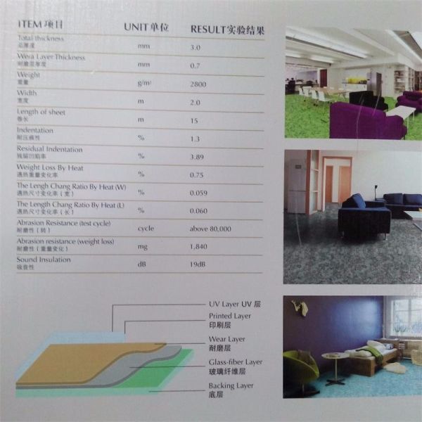 Solid Color PVC Floor Covering / Waterproof PVC Laminate Flooring