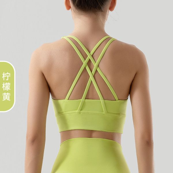 DOUBLE-SIDED BRUSHED CROSS BACK SPORTS UNDERWEAR SHOCK-PROOF PUSH-UP YOGA SPORTS BRA FITNESS VEST