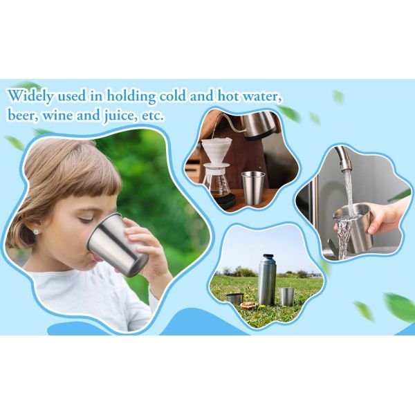 16 Pack Cylindrical Custom Stainless Steel Cups Shatterproof