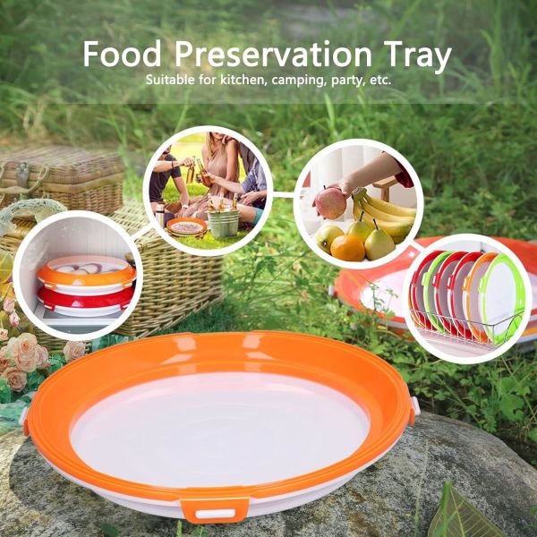 Round Silicone Food Preservation Tray BPA Free Reusable With Stretched Lid