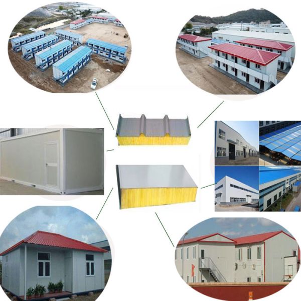 fireproof double steel corrugated glass wool sandwich roof panel 5950 x 960 x 50 x 0.326mm