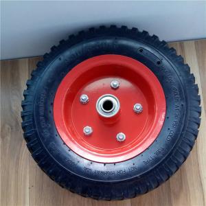 Quality 350-6 Red Steel Rim Pneumatic Trolley Wheels Rubber Pneumatic Sack Truck Wheels for sale