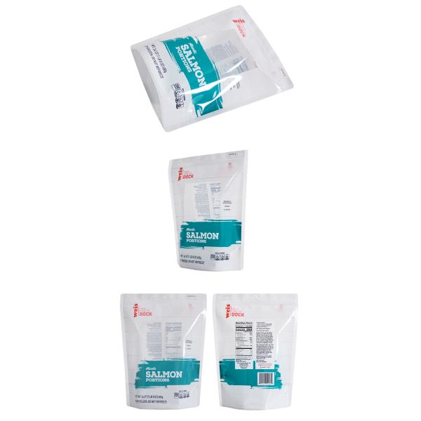 Gravure Printing Food Grade Packaging Bag Laminated Zipper Pouch With Transparent Window For salmon Fresh Meat