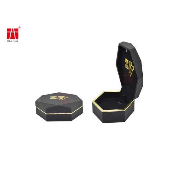 Gold Stamping Wedding Ring Presentation Box , 88g Hexagon Cardboard Box