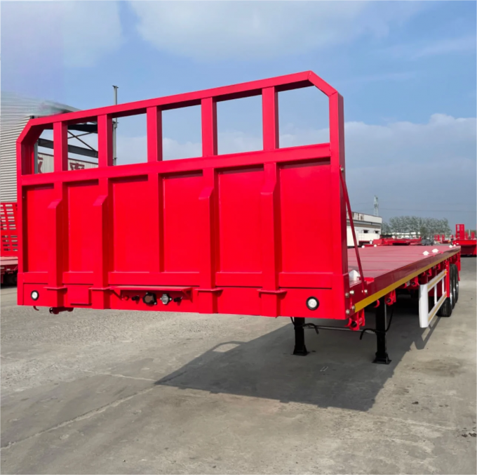 CIMC 12400*2500*2000mm Curb weight 7T 12.4M 3 Axle 10pcs leaf spring 19T single action outrigger 40T payload Stake Semi Trailer